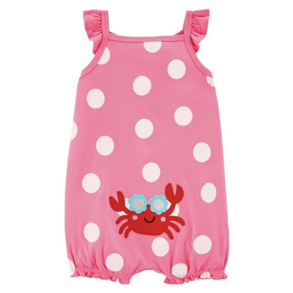 24 months baby girl pink crab romper